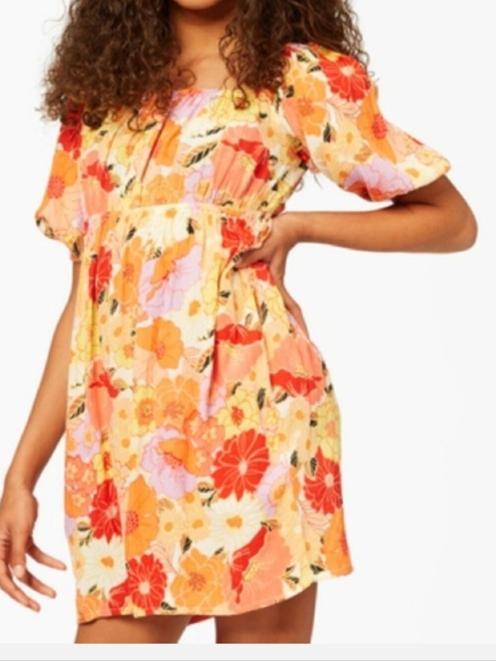 Girl Large Vibrant Orange Floral Sundress